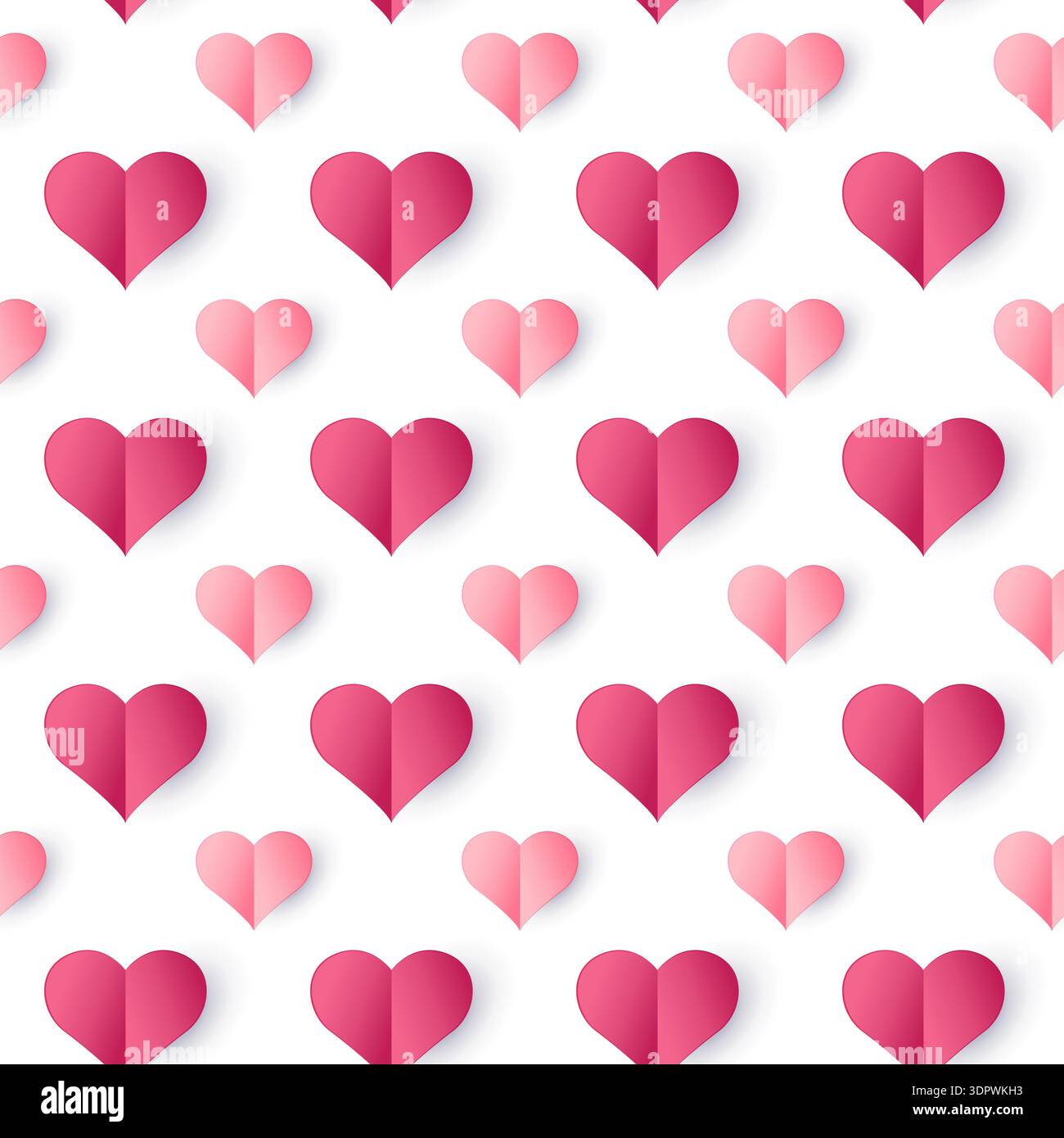 Paper heart seamless pattern. Love background for Valentine`s Day. Stock Vector